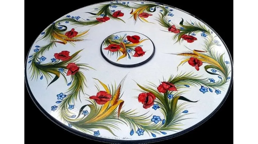 obrazek 1 Elegancki blat do ogrodu z obrotowym środkiem wykonany z lawy – Ceramiche Valchida