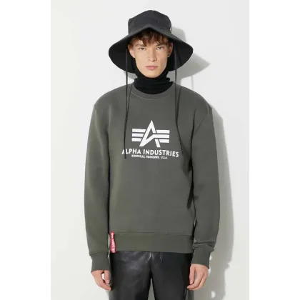 Zdjęcie Alpha Industries bluza Basic Sweater męska kolor zielony z nadrukiem 178302.142