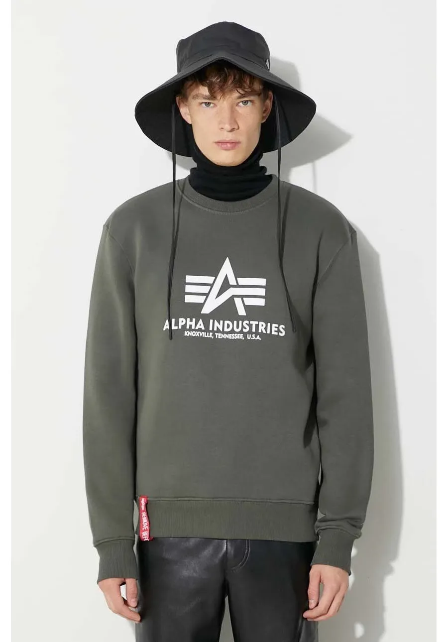 obrazek 1 Alpha Industries bluza Basic Sweater męska kolor zielony z nadrukiem 178302.142