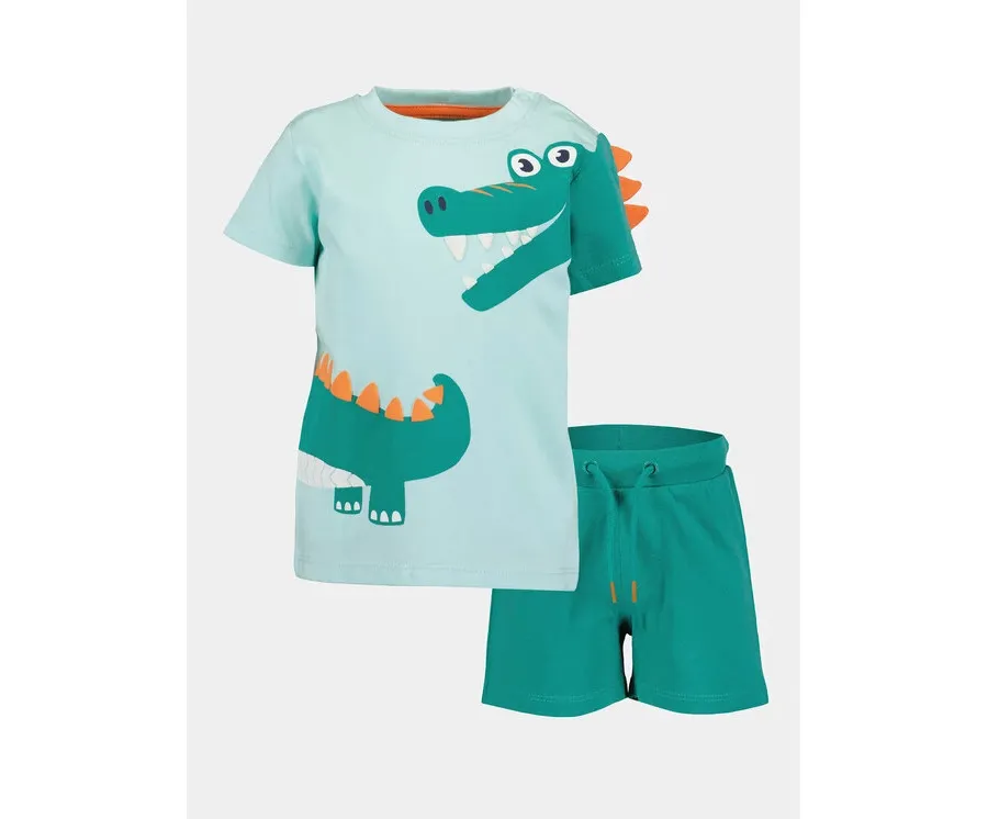 obrazek 1 Blue Seven Komplet t-shirt i spodenki 939022 X Zielony Regular Fit