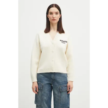 Zdjęcie Kenzo kardigan wełniany Pop damski kolor beżowy ciepły FF52CA4983LA.02