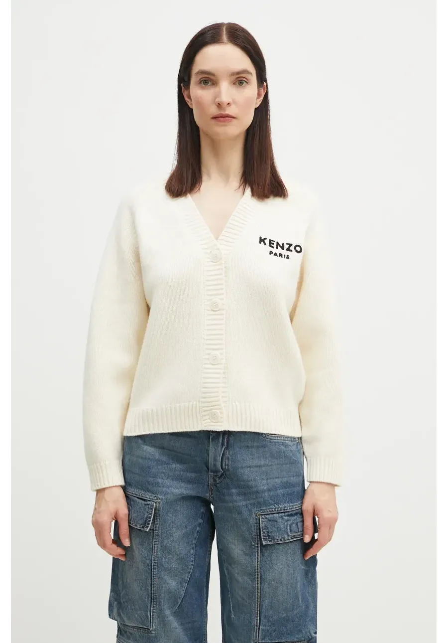 obrazek 1 Kenzo kardigan wełniany Pop damski kolor beżowy ciepły FF52CA4983LA.02