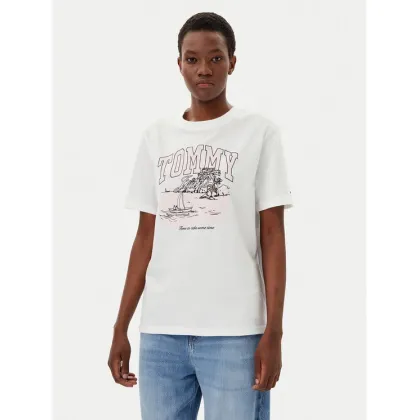 Zdjęcie Tommy Jeans T-Shirt Tonal Tropics DW0DW21343 Écru Relaxed Fit