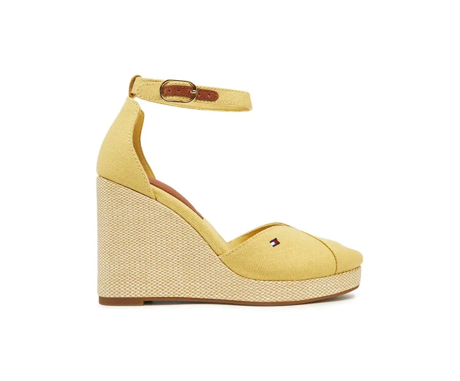 obrazek 1 Tommy Hilfiger Półbuty Flag High Wedge Espad Closed Toe FW0FW08494 Żółty