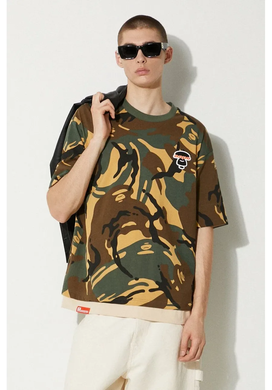 obrazek 1 AAPE t-shirt bawełniany Fancy Tee męski kolor zielony wzorzysty AAPTEM1461XBM