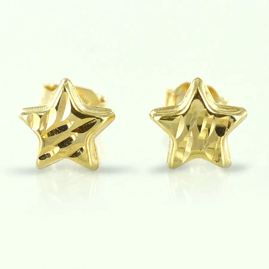 obrazek 1 Damskie kolczyki gwiazdki z fasetowanego żółtego złota