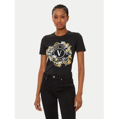Zdjęcie Versace Jeans Couture T-Shirt 78HAHC01 Czarny Regular Fit