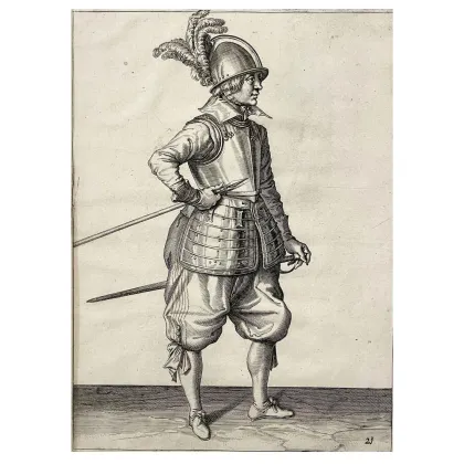 Picture Jacob De Gheyn, 16th century soldier with weapons and armor