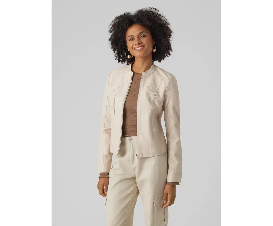 obrazek 1 Vero Moda Kurtka z imitacji skóry Favodona 10288555 Beżowy Regular Fit