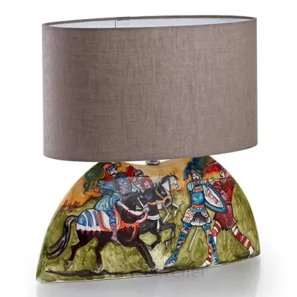 Zdjęcie Wyjątkowa lampa stołowa z malowaną, ceramiczną podstawą