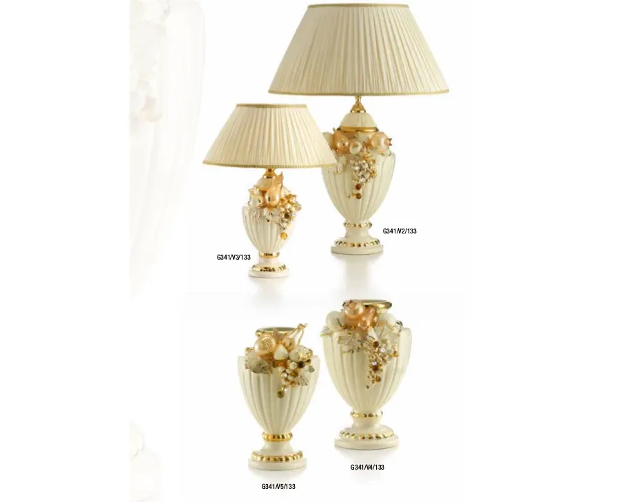obrazek 1 Oryginalna lampa ze złoconymi owocami Ceramiche Stella