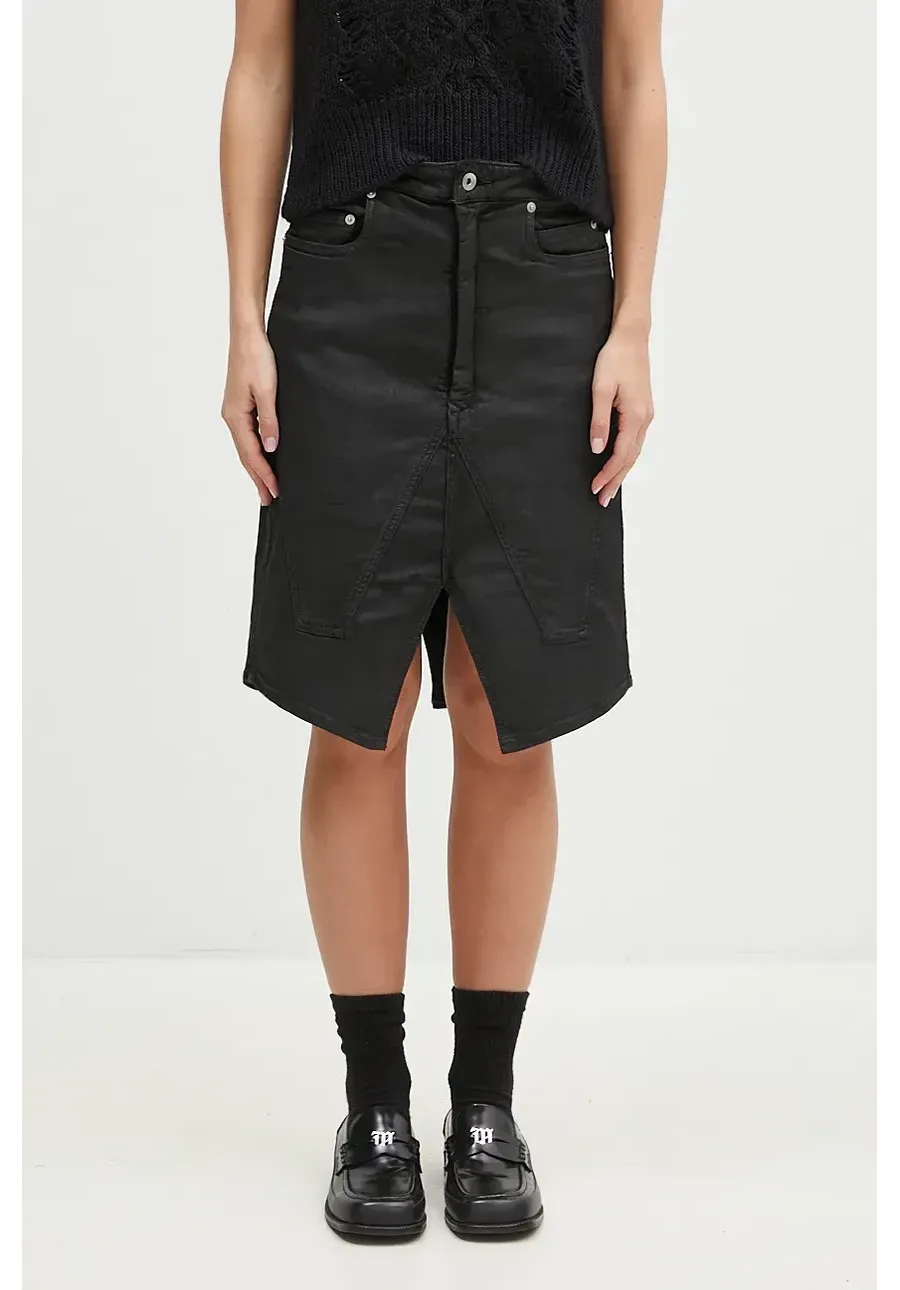 obrazek 1 Rick Owens spódnica jeansowa Slivered Skirt kolor czarny mini rozkloszowana DS02D2340.SBW