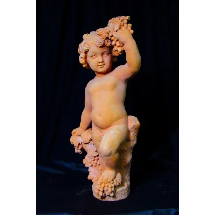Picture Statue of an angel with grapes made in terracotta - Fornace Masini