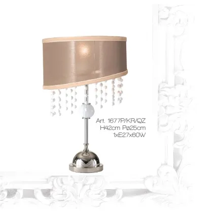 Zdjęcie Lampa stołowa z odlewanego mosiądzu z elementami ze szkła Murano i białymi wisiorkami kwarcowymi - Il Paralume Marina