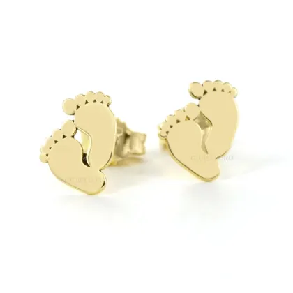 Zdjęcie Kolczyki w kształcie dziecięcych nóżek z żółtego złota