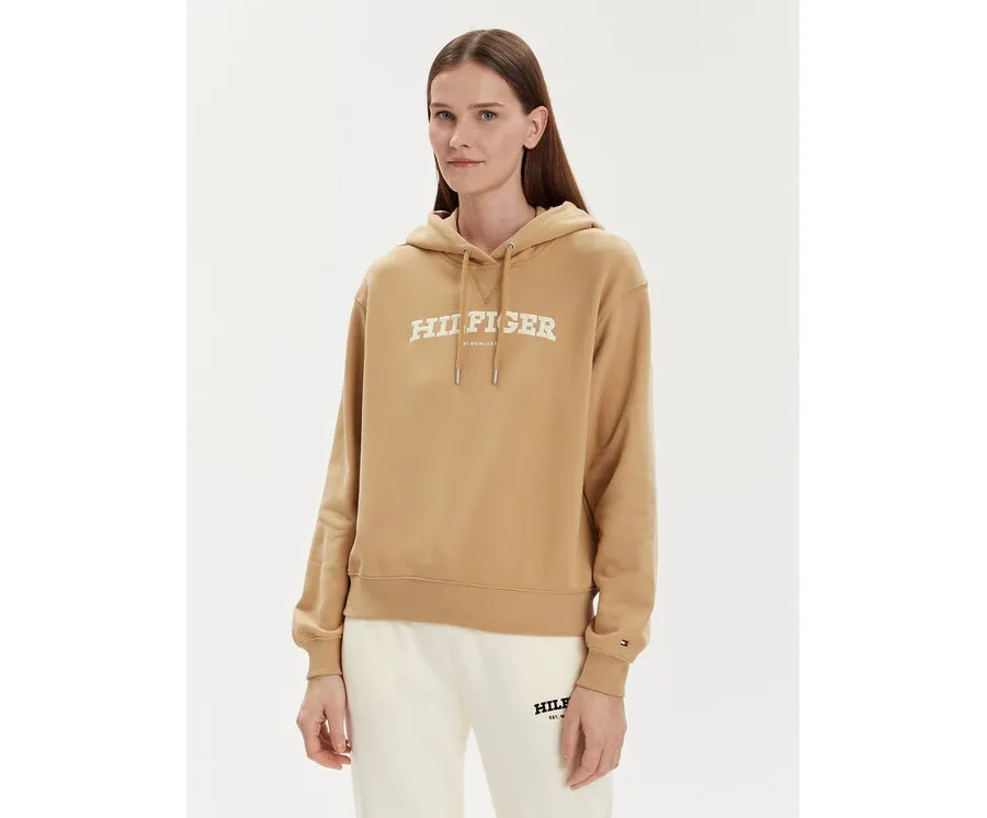 obrazek 1 Tommy Hilfiger Bluza Monotype Flock WW0WW41236 Beżowy Relaxed Fit