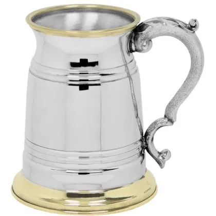 Zdjęcie Tradycyjny kufel do piwa z cyny i mosiądzu - upominek z personalizacją