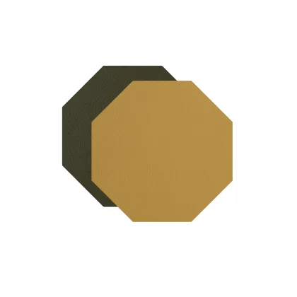 Zdjęcie Podkładka pod kubek w kształcie ośmiokąta ze skóry w kolorze musztardowym i oliwkowym