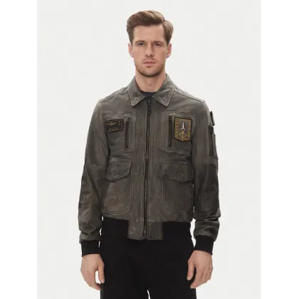 Zdjęcie Aeronautica Militare Kurtka skórzana 251PN5047PL00300 Szary Regular Fit