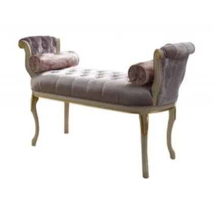 Zdjęcie Wyściełana włoska barokowa ławka z lakierowanym wykończeniem