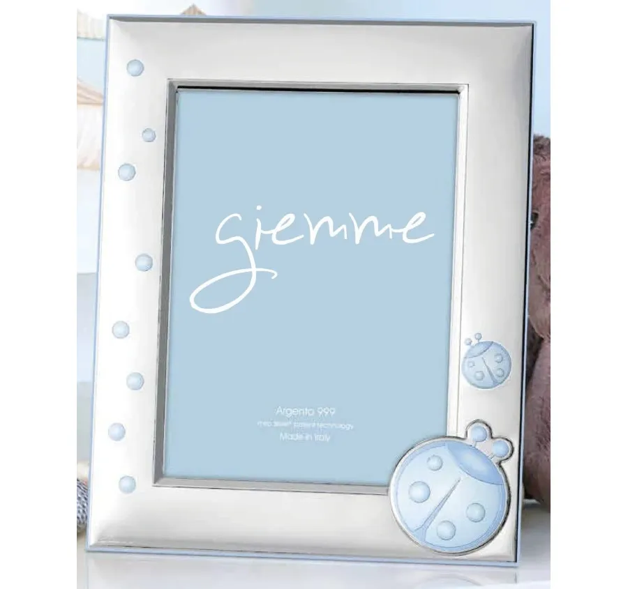 obrazek 1 Srebrna ramka na zdjęcia 13х18 cm zdobiona biedronkami w kolorze niebieskim