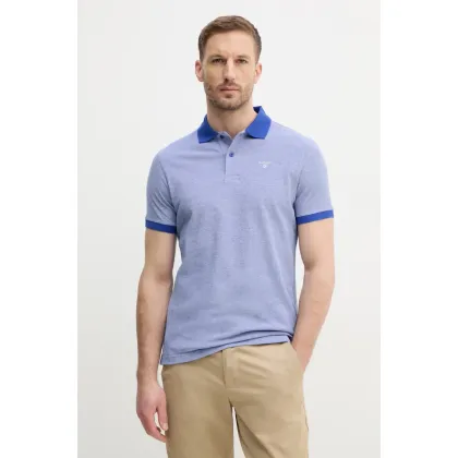 Zdjęcie Barbour polo bawełniane kolor niebieski gładki
