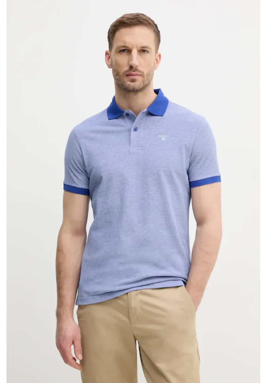 obrazek 1 Barbour polo bawełniane kolor niebieski gładki