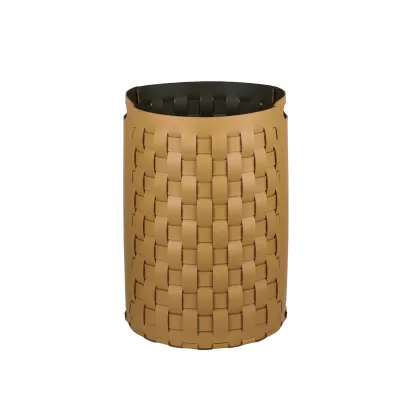 Zdjęcie Stylowy kosz Bottega Ø40xH57 cm w wyjątkowym musztardowym kolorze