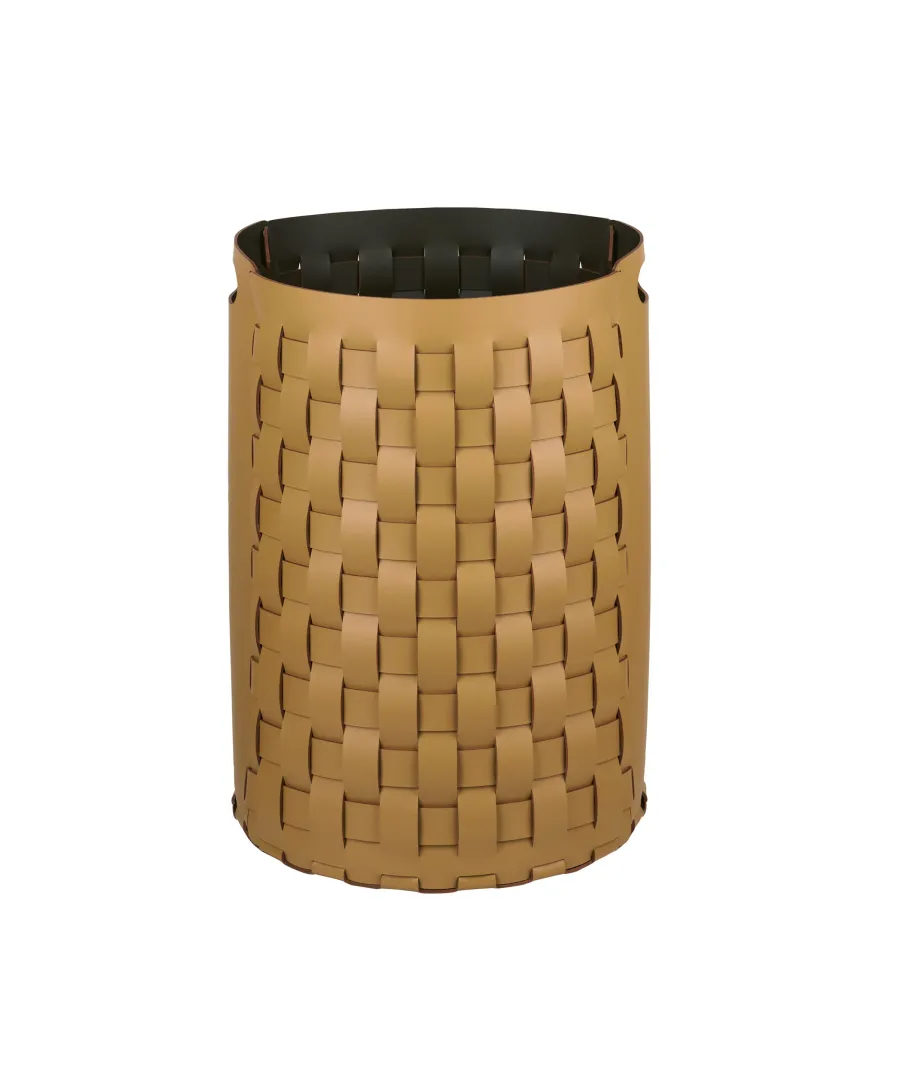 obrazek 1 Stylowy kosz Bottega Ø40xH57 cm w wyjątkowym musztardowym kolorze