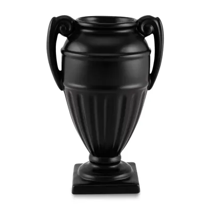 Picture Black ceramic vase with two handles – Ahura