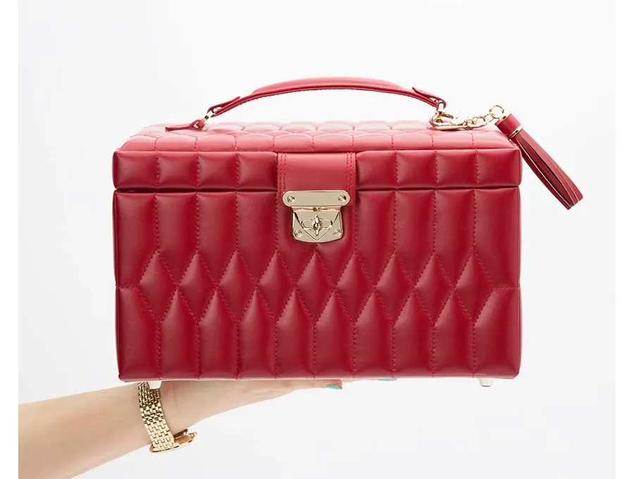 obrazek 5 Stylowy pojemnik na biżuterię z przegródkami Caroline Medium Red