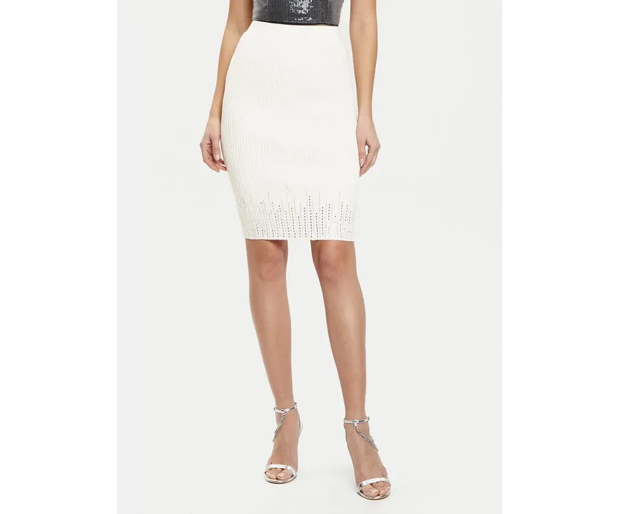 obrazek 1 Guess Spódnica ołówkowa W5RD83 Z2Y50 Écru Slim Fit