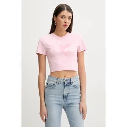 Zdjęcie Fiorucci t-shirt bawełniany Cupid Print Cropped T-Shirt damski kolor różowy W02SPTSH094CJ03PN02