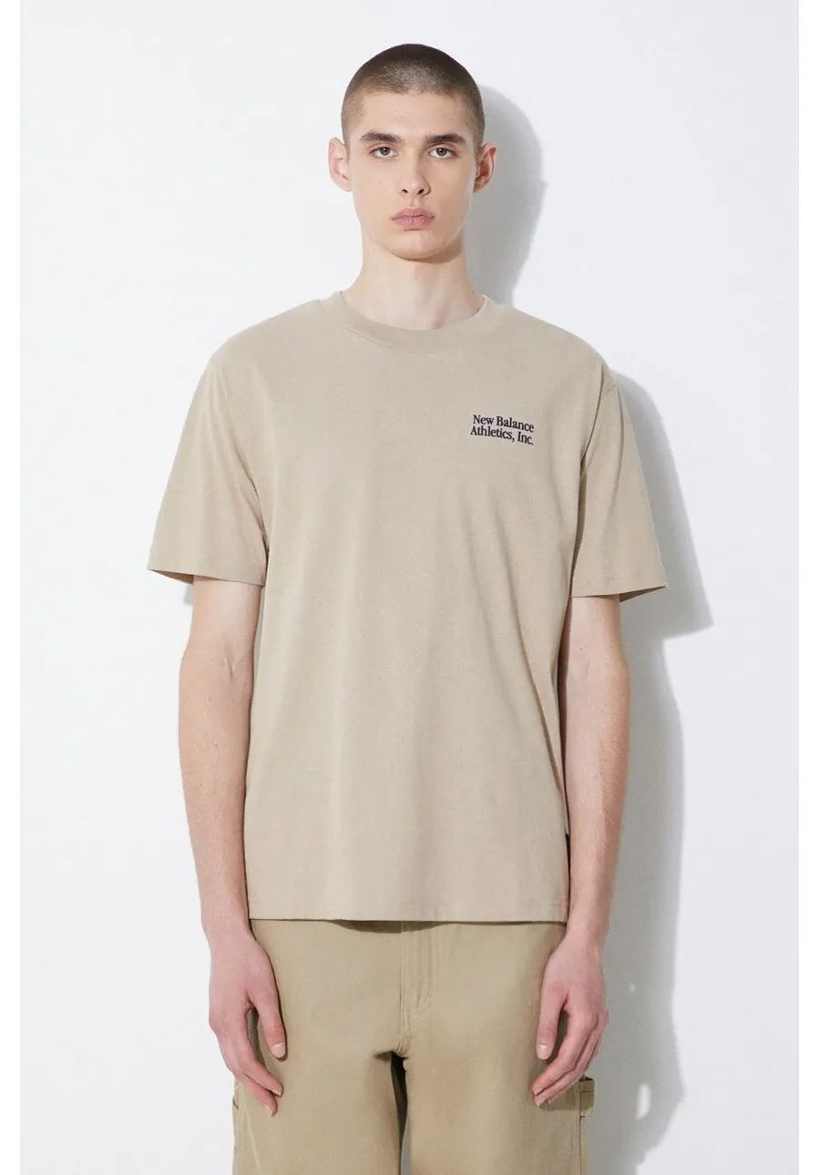 obrazek 1 New Balance t-shirt bawełniany MT41588SOT męski kolor beżowy z aplikacją MT41588SOT