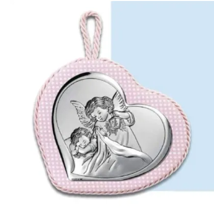 Picture A blue heart-shaped music box with a guardian angel motif