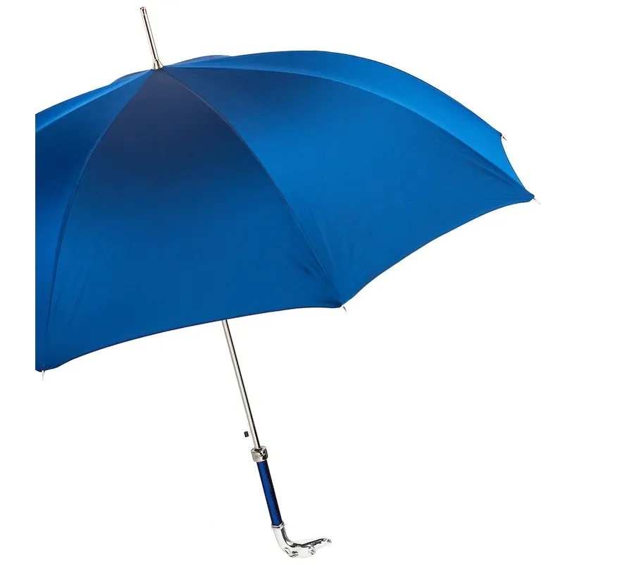obrazek 9 Stylowy niebieski parasol męski z rączką w kształcie głowy charta - Pasotti