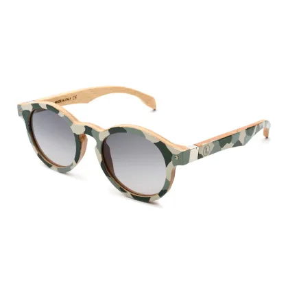 Zdjęcie Ekskluzywne, damskie okulary z buku z nadrukiem moro - Legno Light