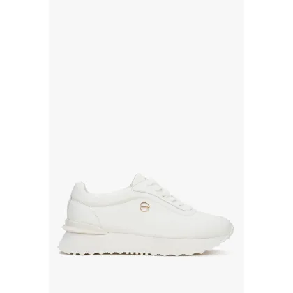 Zdjęcie Estro: Białe skórzane sneakersy damskie ze sprężystą podeszwą