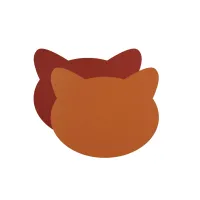Picture Leather table mat - cat's head in amber and burgundy