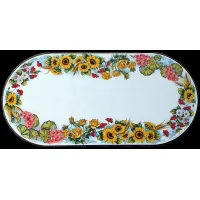 Picture Stylish volcanic stone countertop for the garden decorated with a flower motif - Ceramiche Valchida