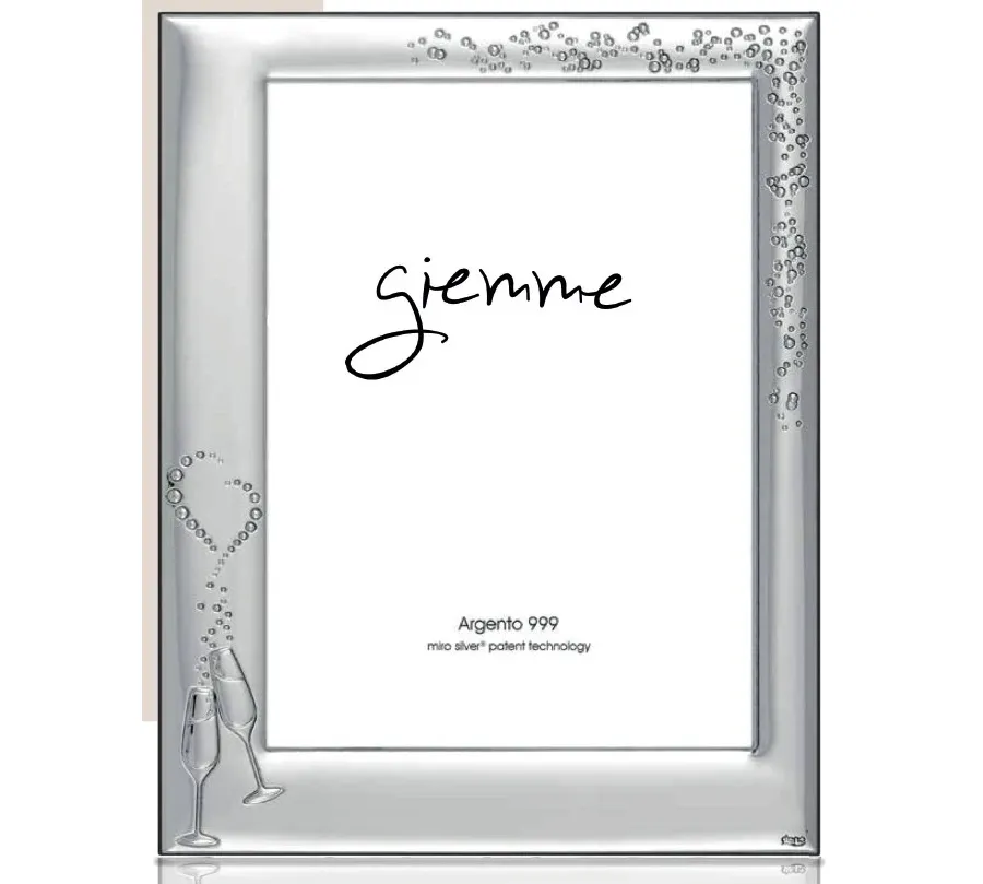 obrazek 1 Wyjątkowa srebrna ramka na zdjęcia 13х18 cm zdobiona motywem kieliszków do szampana