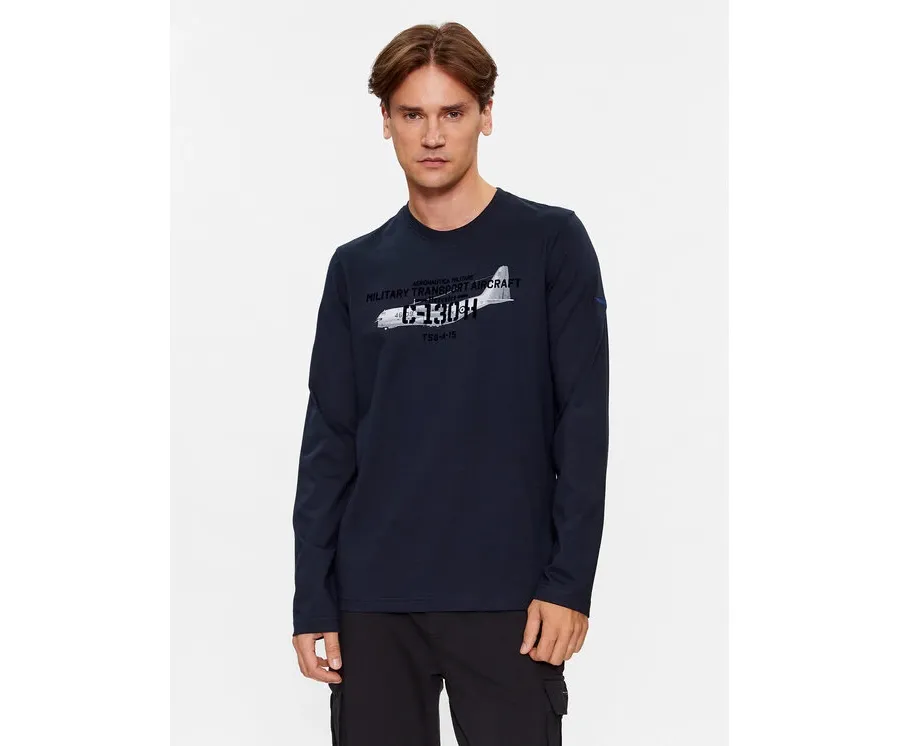 obrazek 1 Aeronautica Militare Longsleeve 232TS2132J609 Granatowy Regular Fit