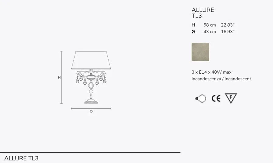 obrazek 3 Włoska lampka z kryształami na biurko - Allure
