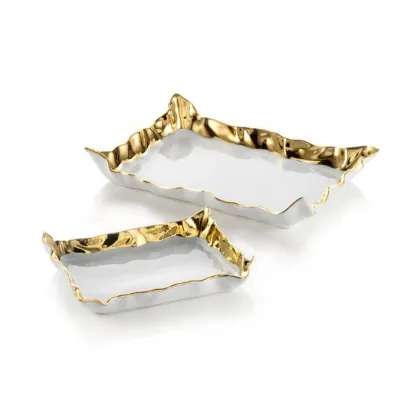 Picture Decorative porcelain tray with colored edges