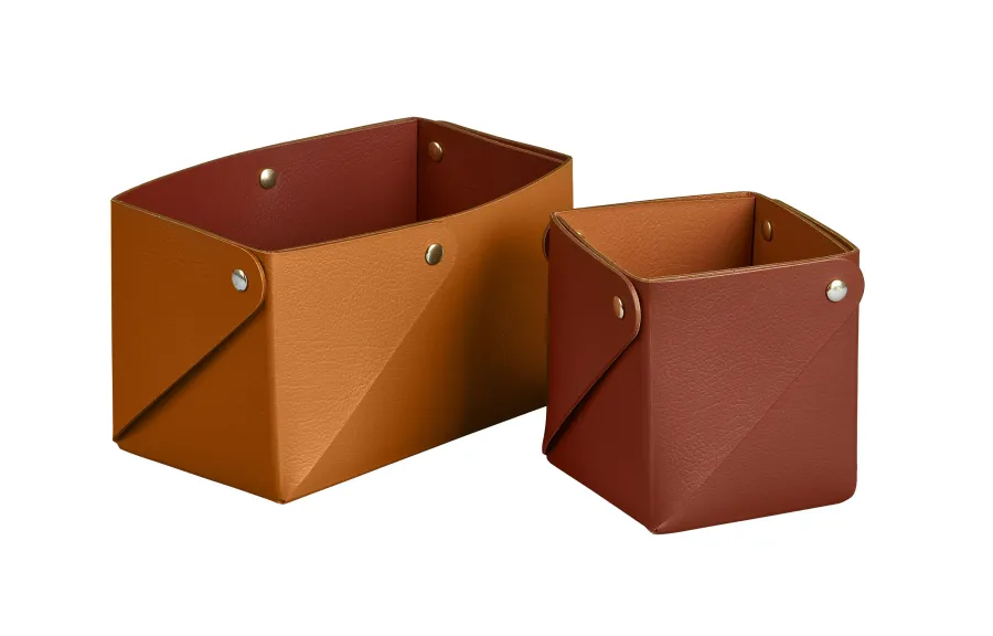 obrazek 2 Ekskluzywne pudełko Miu 7x7xH8 cm ze skóry w kolorze bordowym