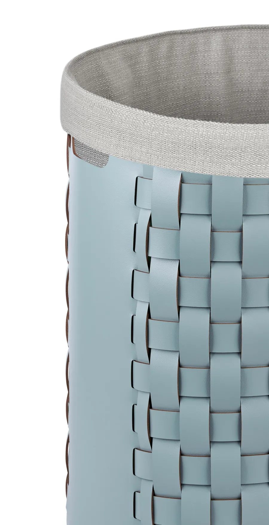 obrazek 2 Luksusowy kosz Bottega Ø40xH40 cm w kolorze jasnego pastelowego błękitu