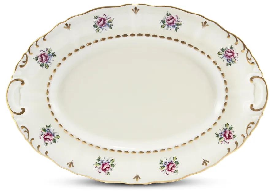 obrazek 6 Stylowa 25-częściowa zastawa obiadowa z porcelany z klasycznej kolekcji Bohemian rose ivory – Leander