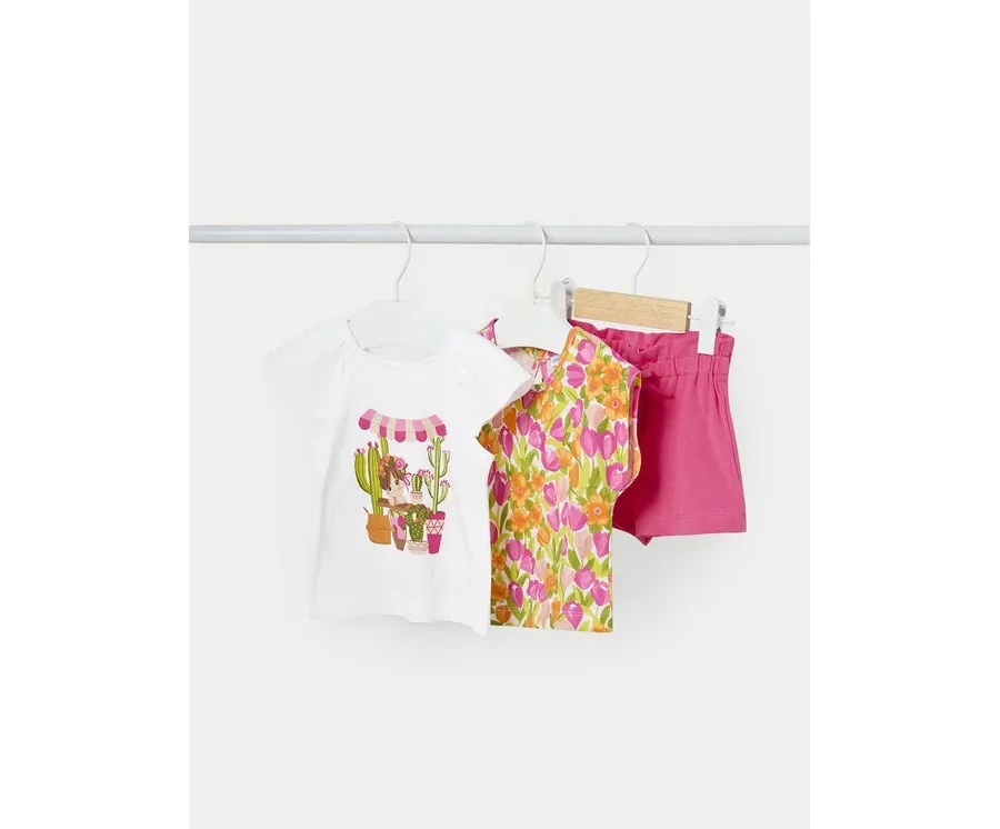 obrazek 1 Mayoral Komplet 2 t-shirtów i spodenek 01229 Różowy Regular Fit