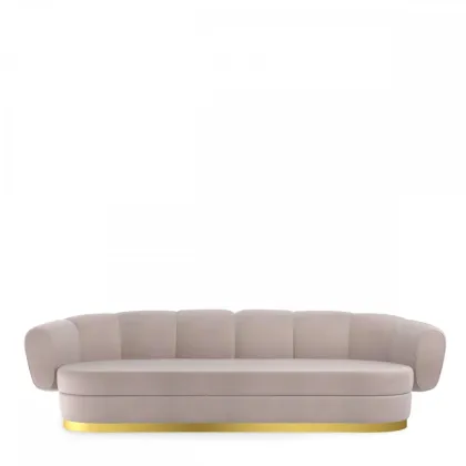Zdjęcie Pięcioosobowa sofa charakteryzująca się falistą linią i metalową podstawą H.78xL.290xP.102 cm