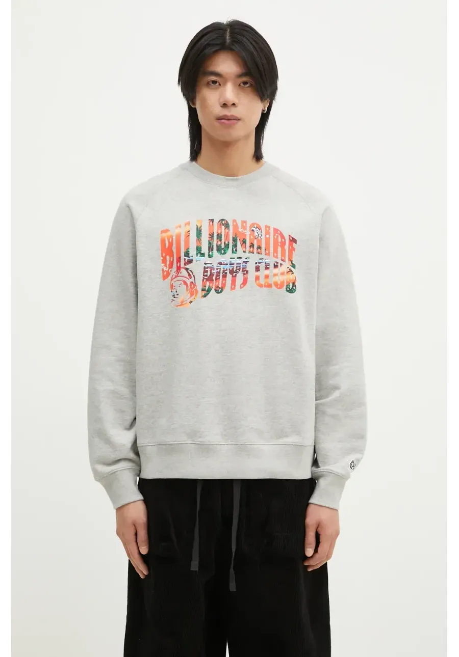 obrazek 1 Billionaire Boys Club bluza bawełniana Tropical Island Fill Arch Logo Crewneck męska kolor szary z nadrukiem B24439